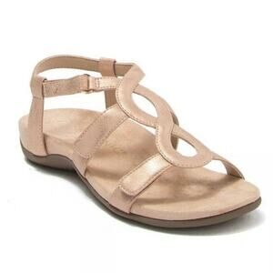 NIB Vionic Rest Jodie 8M 39 Rose Gold Shimmer Ankle Strap Footbed Sandals